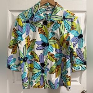 Erin London Multicolor Floral Blazer Scooby Doo Mod Retro VTG 70s